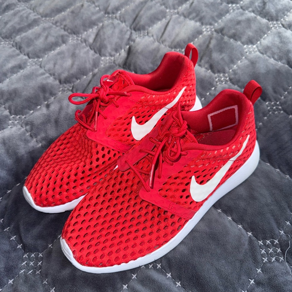 Nike Red Athletic Mesh Sneakers with White Swoosh